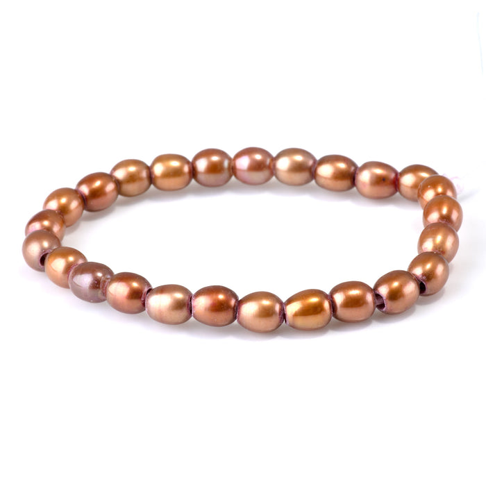Freshwater Pearl 7-9mm Golden Potato Large Hole Beads - 8-Inch