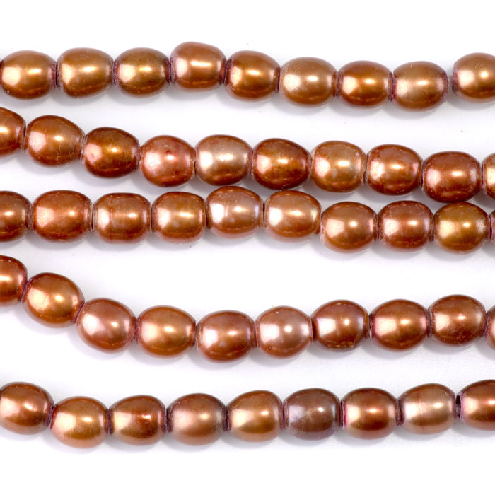 Freshwater Pearl 7-9mm Golden Potato Large Hole Beads - 8-Inch