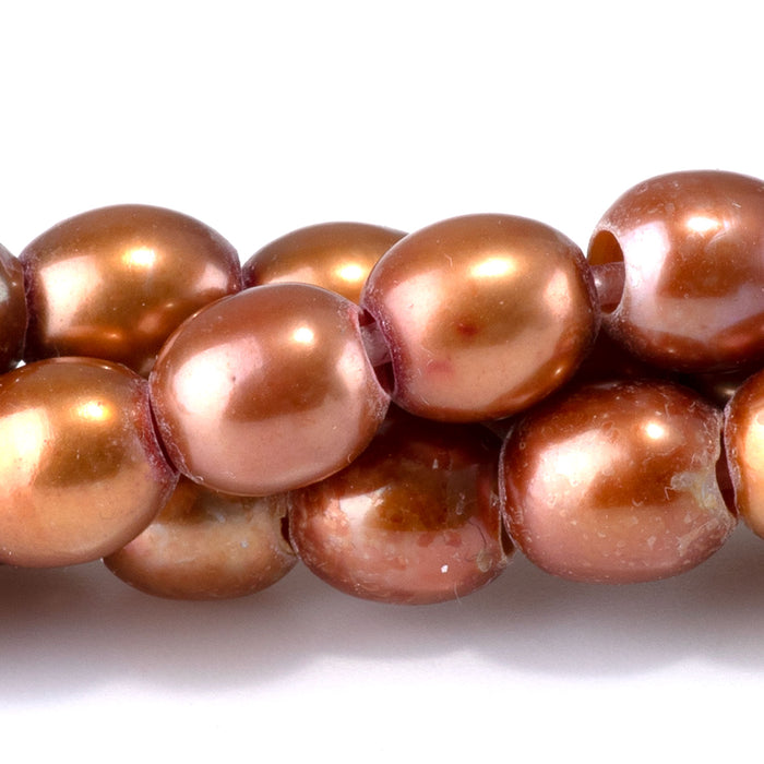 Freshwater Pearl 7-9mm Golden Potato Large Hole Beads - 8-Inch