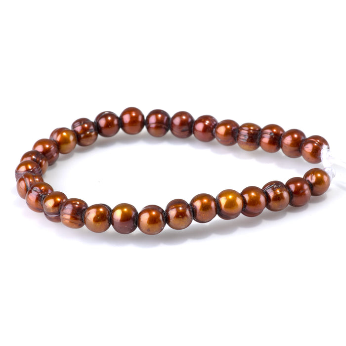 Freshwater Pearl 7-9mm Golden Brown Potato Large Hole Beads - 8-Inch