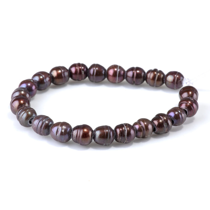 Freshwater Pearl 8-10mm Circled Baroque Large Hole Beads - 8-Inch