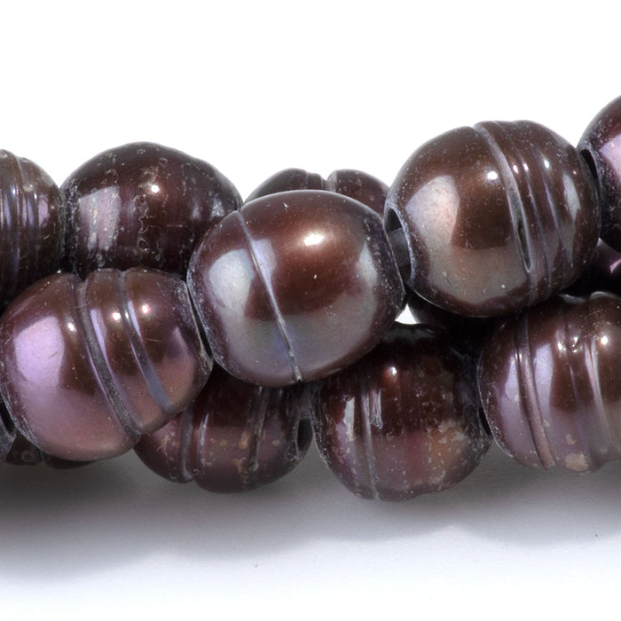 Freshwater Pearl 8-10mm Circled Baroque Large Hole Beads - 8-Inch