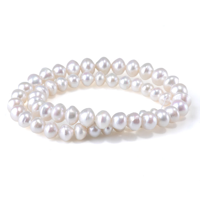 Freshwater Pearl 7-9mm White Potato Beads - 15-16 Inch