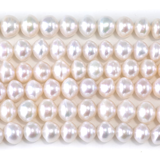 This is a Dakota Stones 7-9mm Freshwater Pearl White Potato Gemstone strand of round beads in 15-16 inch strand.