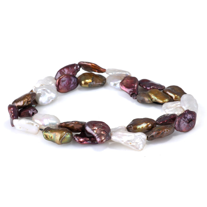 Freshwater Pearl 8-10x9-16mm Multi Color Flat Baroque Beads - 15-16 Inch