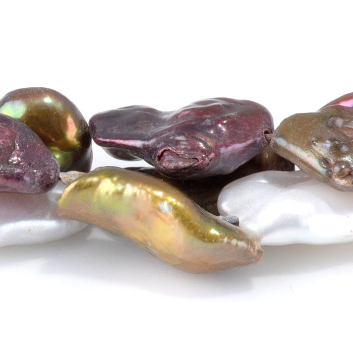Freshwater Pearl 8-10x9-16mm Multi Color Flat Baroque Beads - 15-16 Inch
