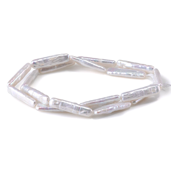 Freshwater Pearl 8x10-20x25mm Biwa Stick Bead - 15-16 Inch