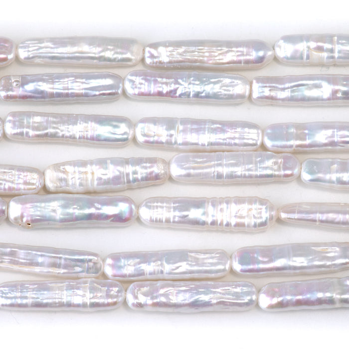 Freshwater Pearl 8x10-20x25mm Biwa Stick Bead - 15-16 Inch