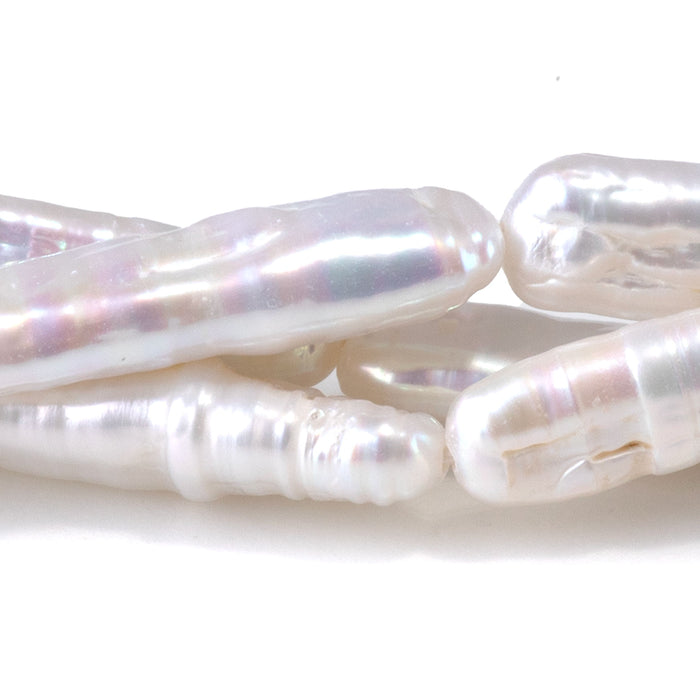 Freshwater Pearl 8x10-20x25mm Biwa Stick Bead - 15-16 Inch