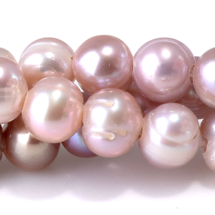 Freshwater Pearl 8-9mm Pink/Purple Potato Large Hole Beads - 8 Inch