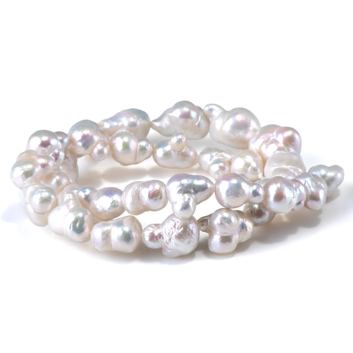 Freshwater Pearl 9-14x12-18mm White Baroque Beads - 15-16 Inch