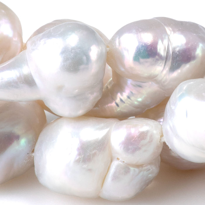 Freshwater Pearl 9-14x12-18mm White Baroque Beads - 15-16 Inch