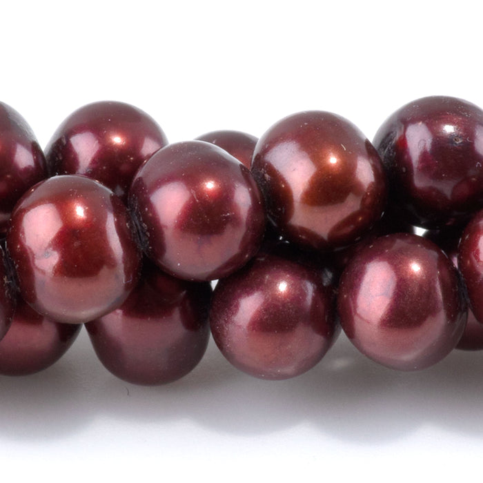 Freshwater Pearl 7-8mm Brick Red Potato Beads - 15-16 Inch