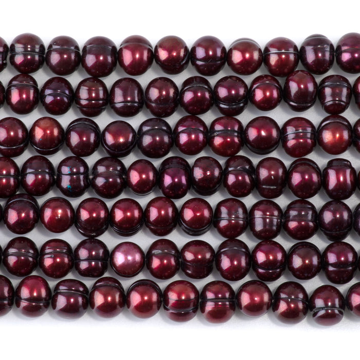 Freshwater Pearl 7-9mm Burgundy Potato Beads - 15-16 Inch