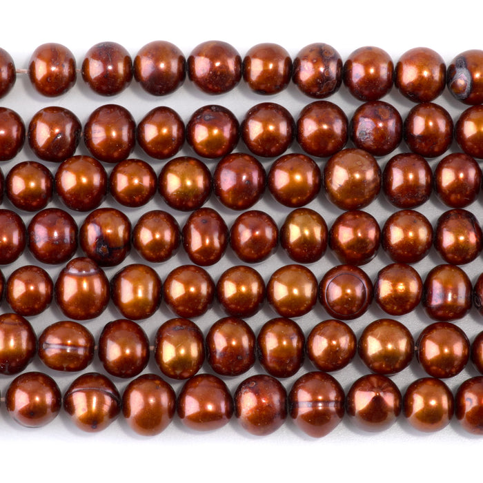 Freshwater Pearl 7-8mm  Copper Potato Beads - 15-16 Inch