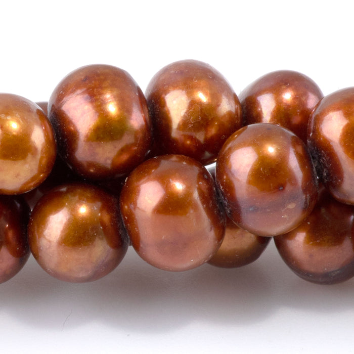 Freshwater Pearl 7-8mm  Copper Potato Beads - 15-16 Inch