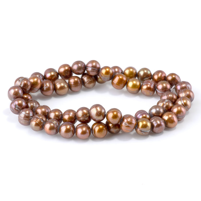Freshwater Pearl 8-9mm Light Brown Potato Beads - 15-16 Inch