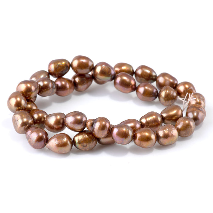 Freshwater Pearl 9-11mm Light Brown Potato Beads - 15-16 Inch