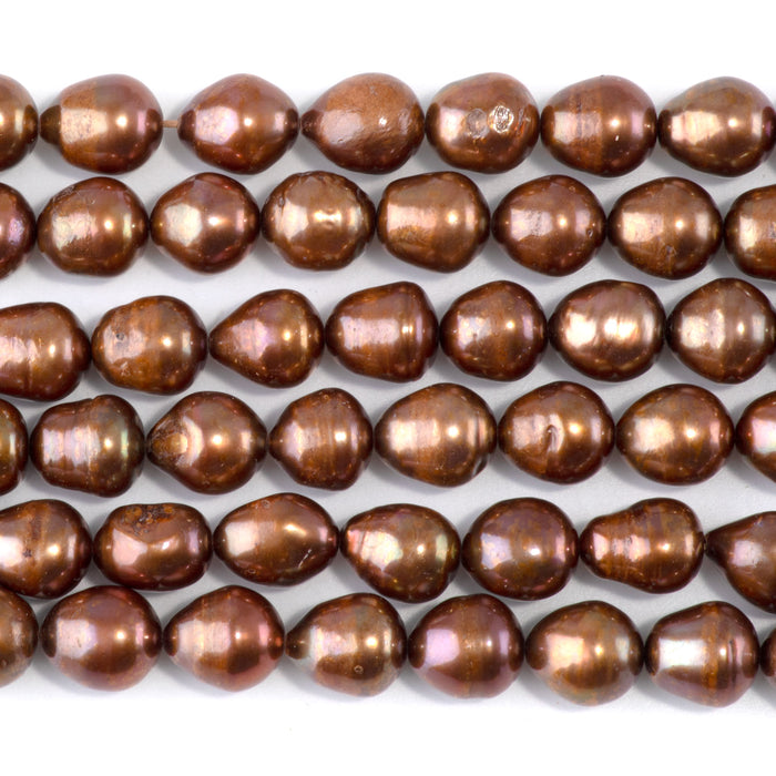 Freshwater Pearl 9-11mm Light Brown Potato Beads - 15-16 Inch