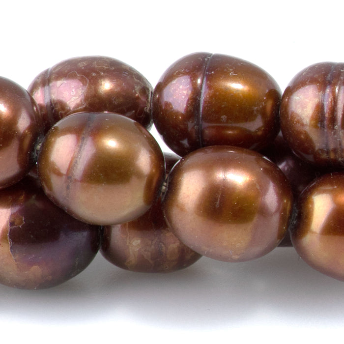 Freshwater Pearl 9-11mm Light Brown Potato Beads - 15-16 Inch