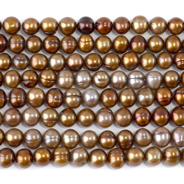 Freshwater Pearl 7-8mm Light Gold Potato Beads - 15-16 Inch