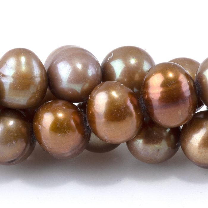 Freshwater Pearl 7-8mm Light Gold Potato Beads - 15-16 Inch
