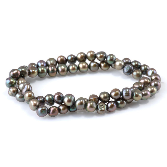 Freshwater Pearl 5-7mm Green Potato Beads - 15-16 Inch