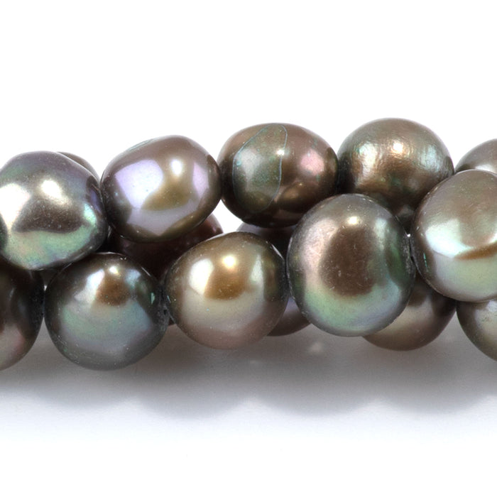 Freshwater Pearl 5-7mm Green Potato Beads - 15-16 Inch