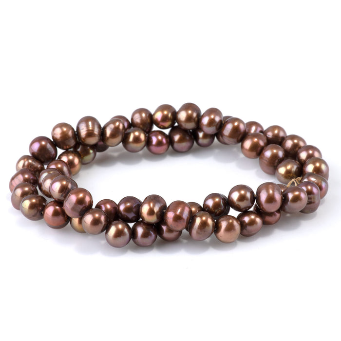 Freshwater Pearl 7-9mm Light Purple Brown Potato Beads - 15-16 Inch