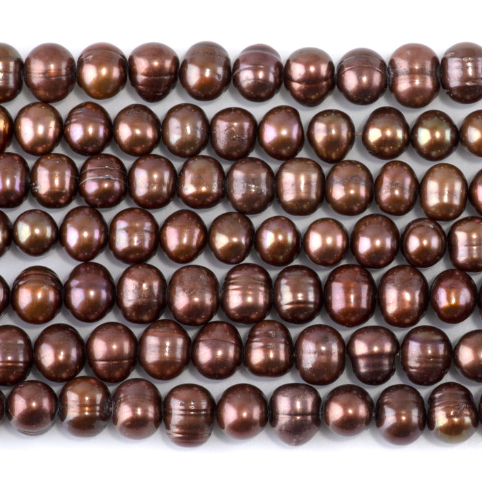 Freshwater Pearl 7-9mm Light Purple Brown Potato Beads - 15-16 Inch