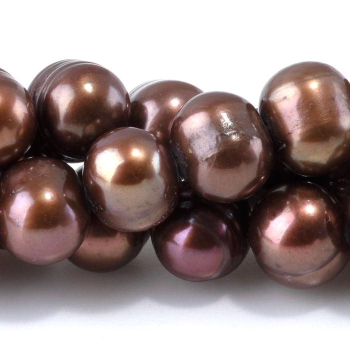 Freshwater Pearl 7-9mm Light Purple Brown Potato Beads - 15-16 Inch