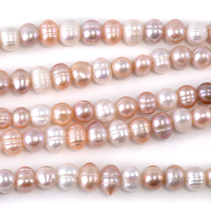 Freshwater Pearl 7-8mm Mix Potato Beads with 2mm Large Hole - 8 inch