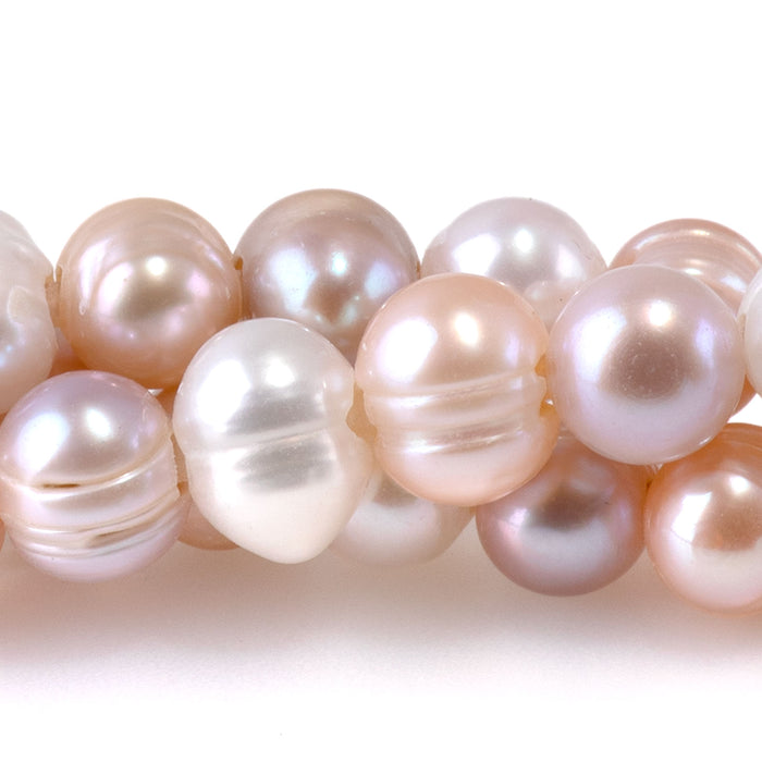 Freshwater Pearl 7-8mm Mix Potato Beads with 2mm Large Hole - 8 inch