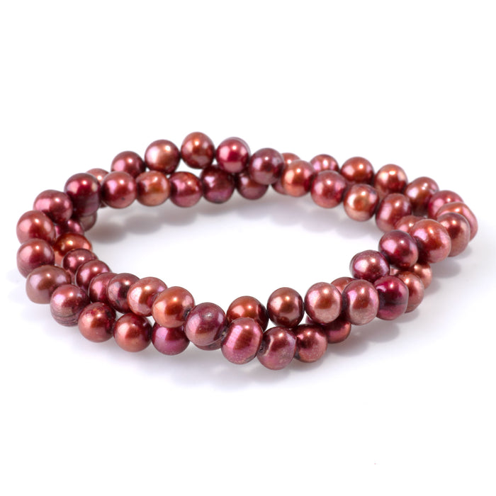Freshwater Pearl 7-8mm Pale Red Potato Beads - 15-16 Inch