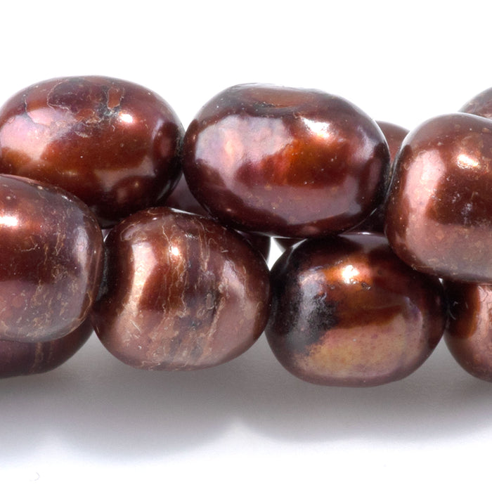 Freshwater Pearl 8-10mm Purple Brown Potato Beads - 15-16 Inch