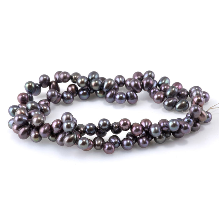 Freshwater Pearl 5mm Peacock Top Drilled Rice Beads