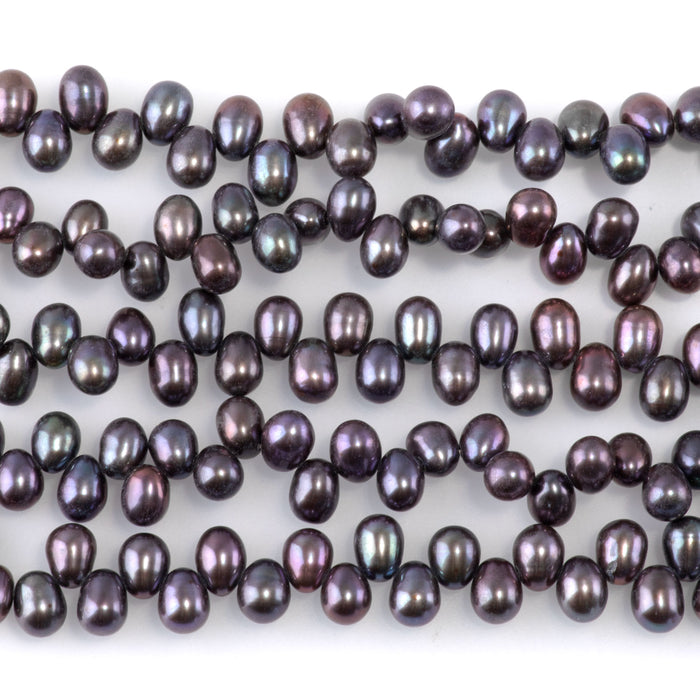 Freshwater Pearl 5mm Peacock Top Drilled Rice Beads