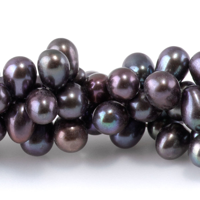Freshwater Pearl 5mm Peacock Top Drilled Rice Beads
