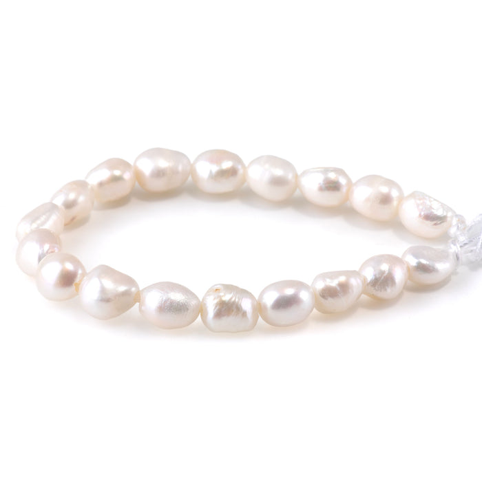 Freshwater Pearl 10-11mm White Nugget Beads with 2mm Large Hole - 8 Inch