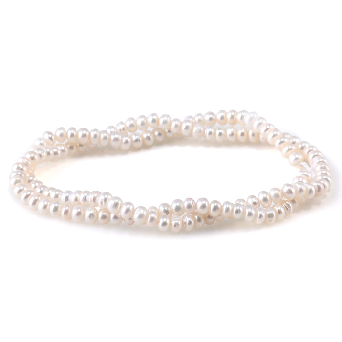 Freshwater Pearl 4-5mm White Rondelle Beads