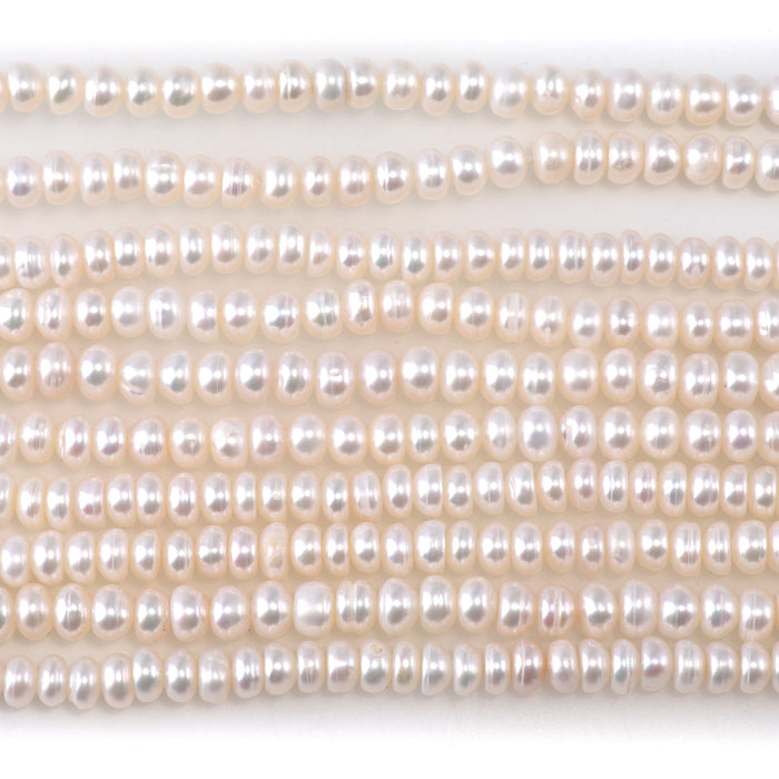 Freshwater Pearl 4-5mm White Rondelle Beads