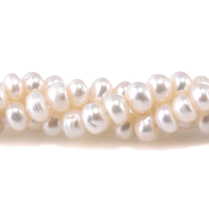 Freshwater Pearl 4-5mm White Rondelle Beads