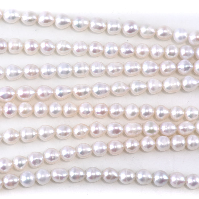 Freshwater Pearl 5-6mm White Rice Nugget Beads