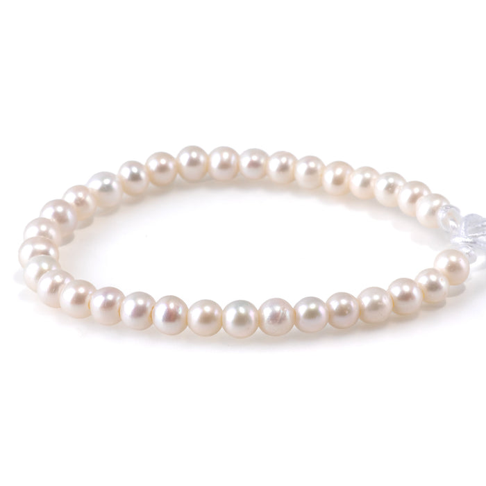 Freshwater Pearl 6-7mm White Potato Beads with 2mm Large Hole - 8 Inch