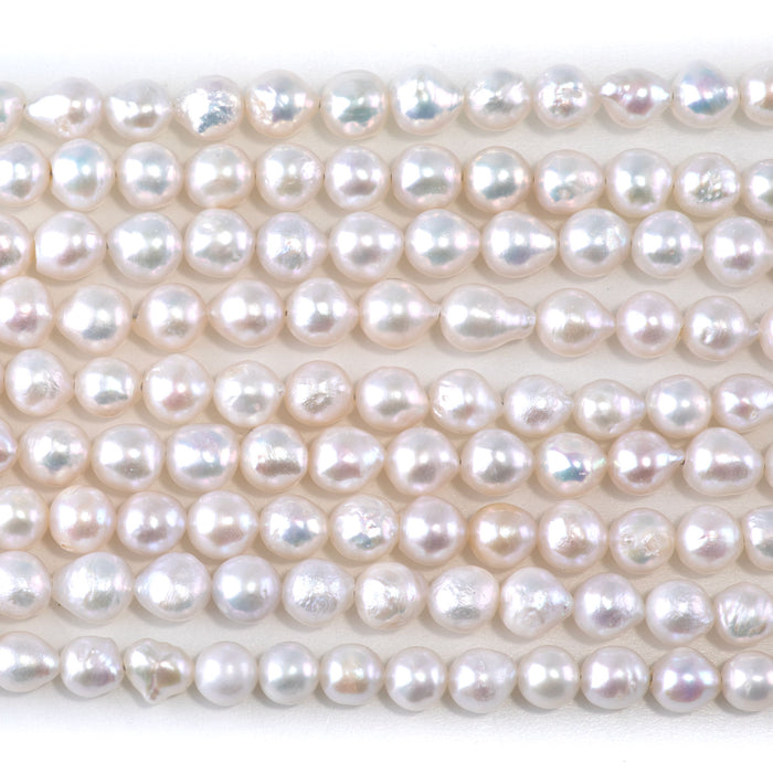 Freshwater Pearl 5-6mm White Potato Beads - 15-16 Inch