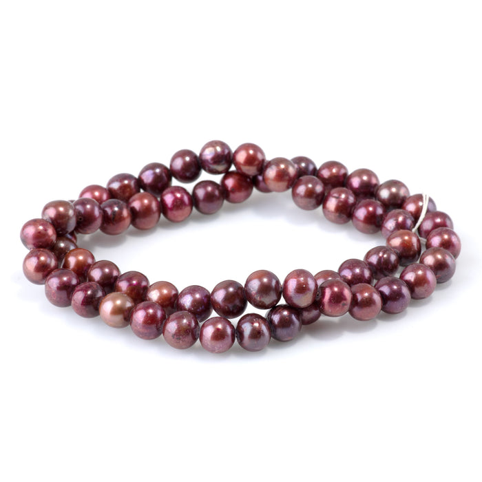 Freshwater Pearl 7-8mm Wine Potato Beads - 15-16 Inch