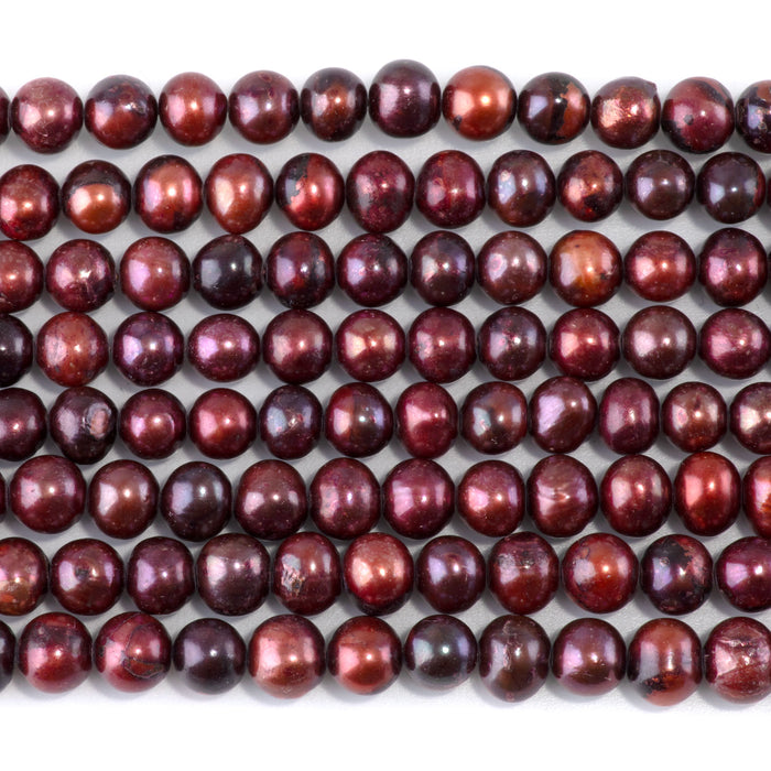 Freshwater Pearl 7-8mm Wine Potato Beads - 15-16 Inch