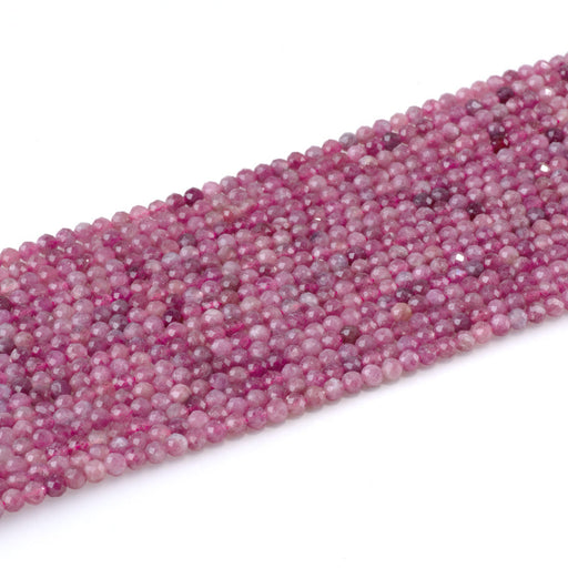 This is a Dakota Stones 4mm Pink Tourmaline Gemstone strand with A grade faceted round beads in 15-16 inch strand.