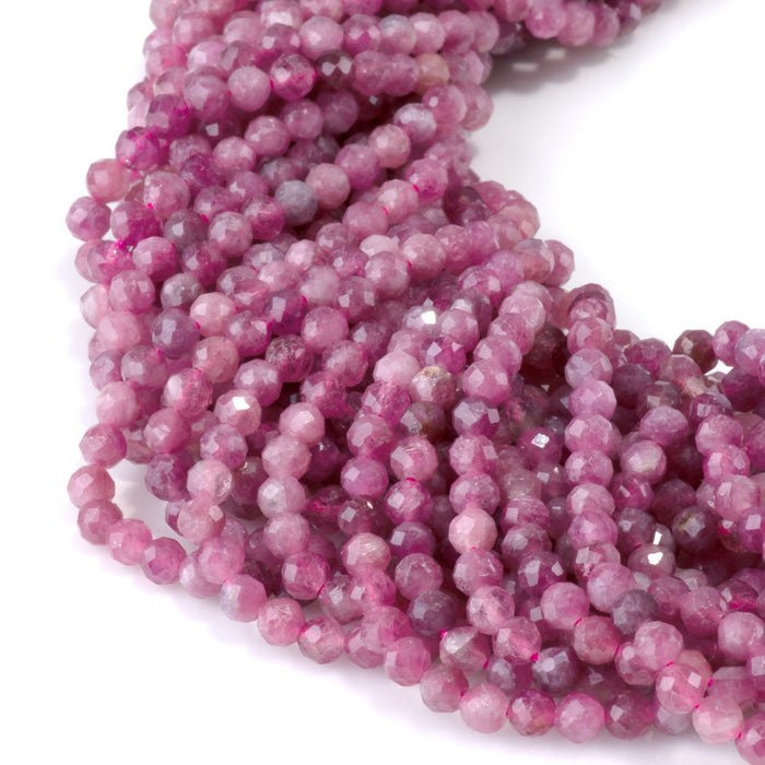 This is a Dakota Stones 4mm Pink Tourmaline Gemstone strand with A grade faceted round beads in 15-16 inch strand.