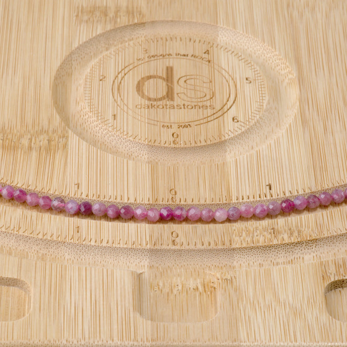 This is a Dakota Stones 4mm Pink Tourmaline Gemstone strand with A grade faceted round beads in 15-16 inch strand.